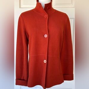 Talbots Tight Knit Cardigan Stand‎ Up Collar Rust Size Med